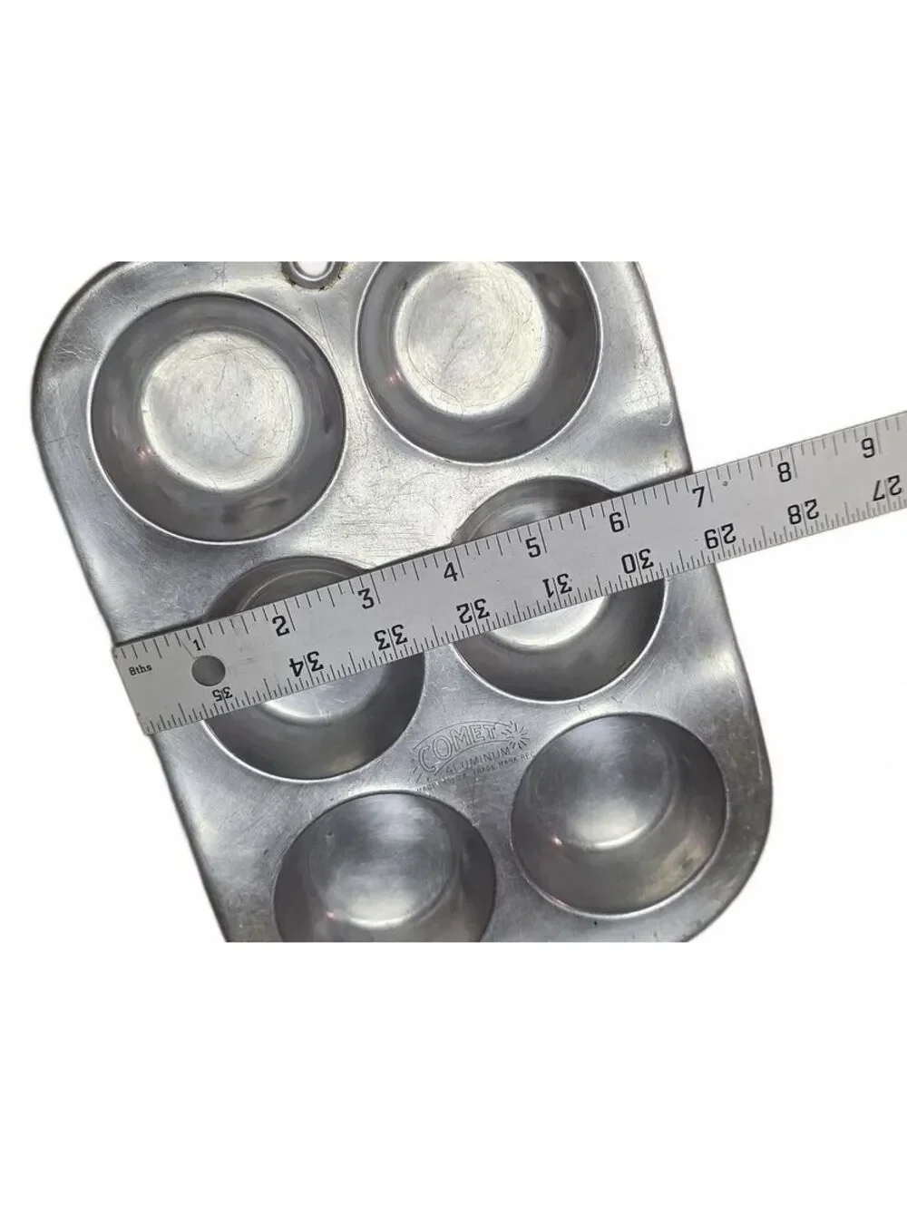 Vintage Comet Aluminum 6 Cup Muffin Pan Cupcake Tin USA MCM